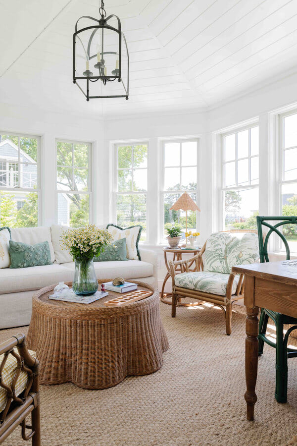 The octagonal sunroom is the Walsh family’s favorite spot.