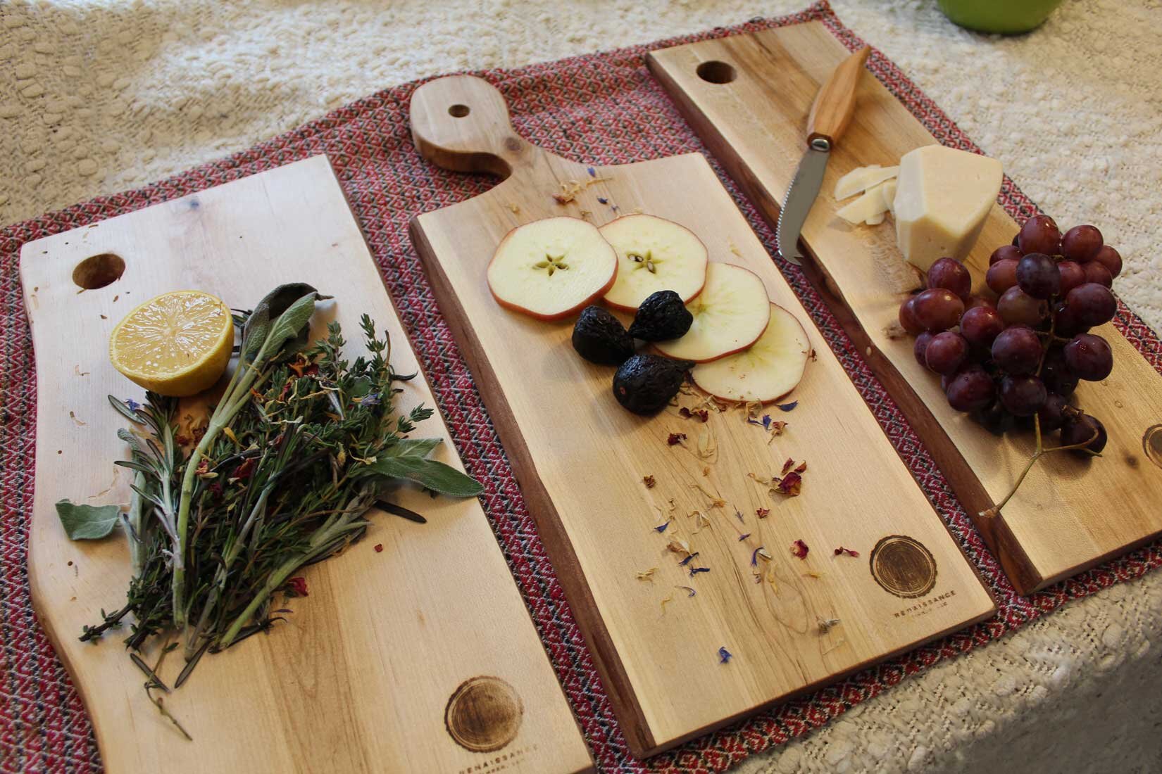 Live-edge serving boards are an organic adornment for any kitchen. 