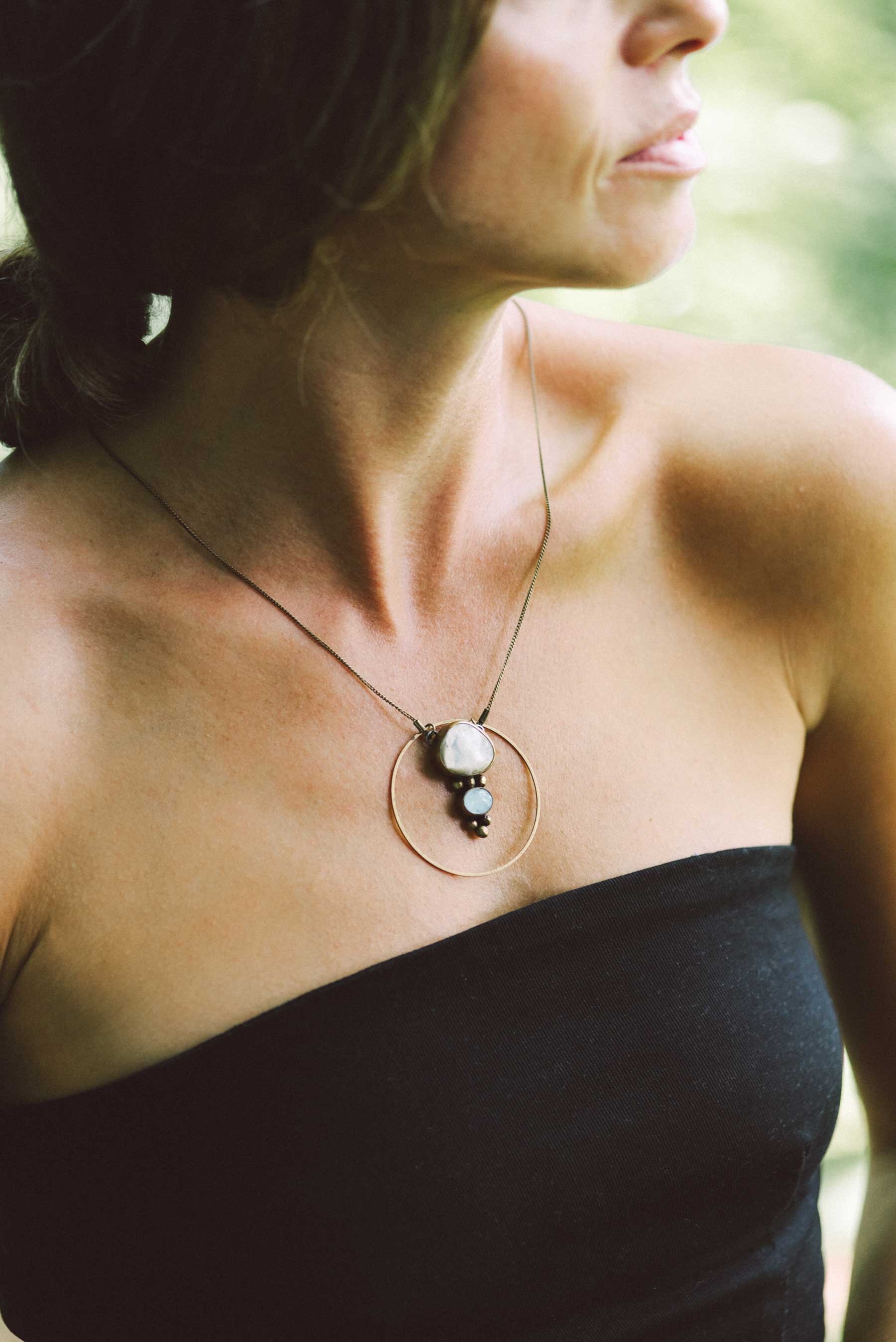  Pamela Desantis models a handmade pendant. 