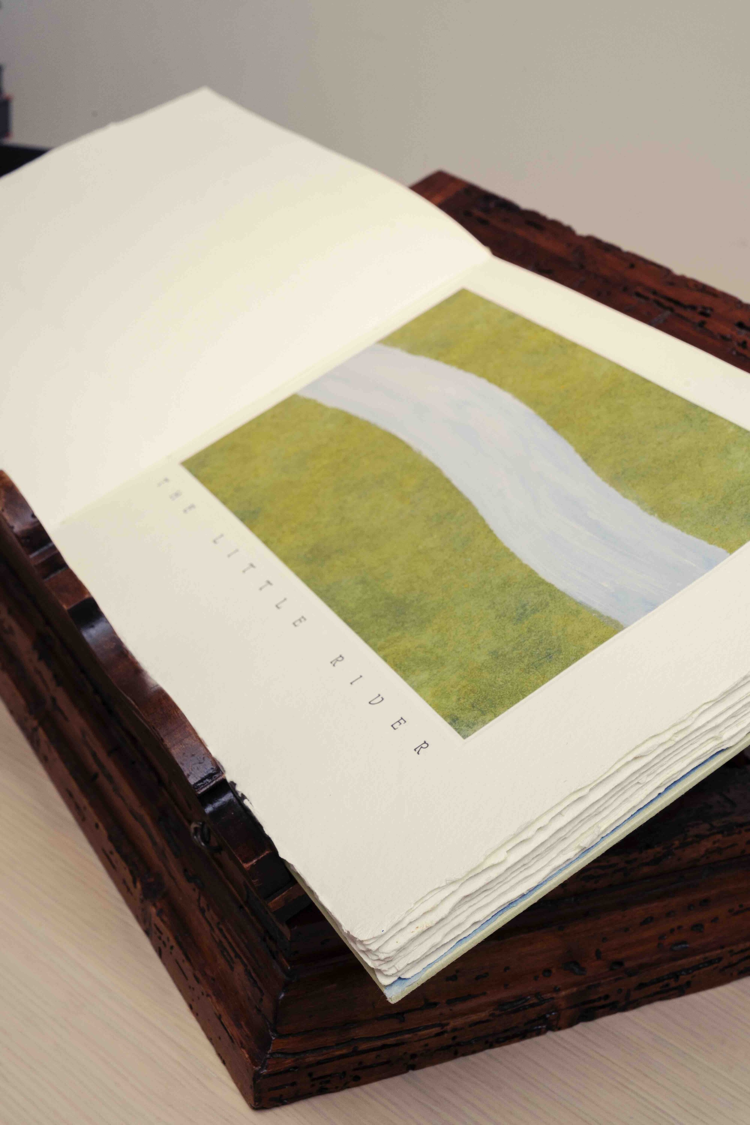  Paper for The Little River ’s 22 soft-ground etchings was handmade in Whiting, Maine, by papermaker Katie MacGregor. 